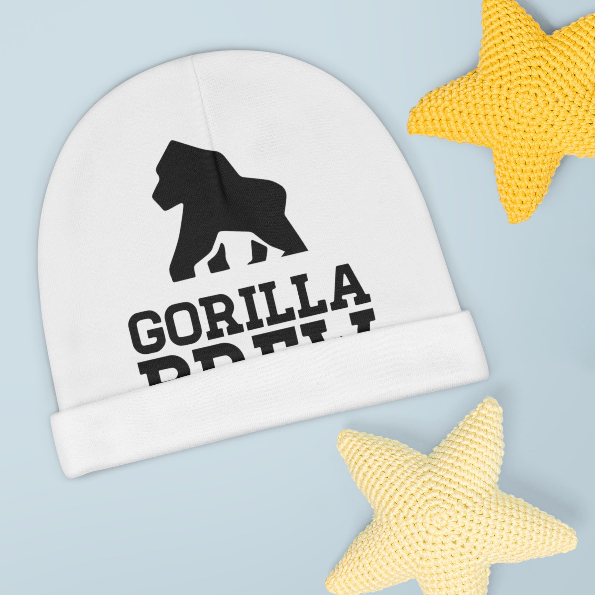 Custom Baby Beanie Hat | White Baby Beanie Hat | Gorilla Brew Co
